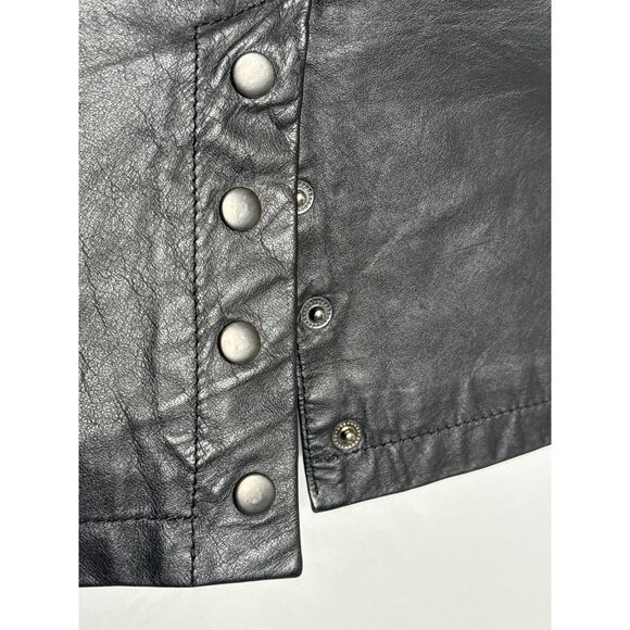 80’s GIII Black Leather Pencil Skirt w/ Snap Slit Closing Back medium - Picture 7 of 14